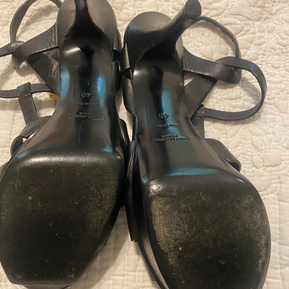 Saint Laurent Black Strappy Heels - Picture 2 of 12
